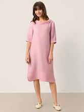 Load image into Gallery viewer, 100% Linen Sculpted Bateau Tie-Back Midi Dress SABRINA