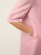 Load image into Gallery viewer, 100% Linen Sculpted Bateau Tie-Back Midi Dress SABRINA