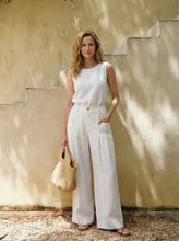 Load image into Gallery viewer, 100% Linen Sculpted Pleat Elasticated Back Relaxed Pants VERIDIANA