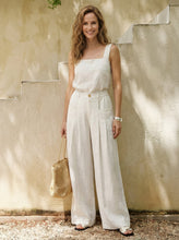 Load image into Gallery viewer, 100% Linen Sculpted Pleat Elasticated Back Relaxed Pants VERIDIANA