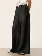 Load image into Gallery viewer, 100% Linen Sculpted Pleat Elasticated Back Relaxed Pants VERIDIANA