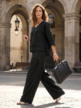 Load image into Gallery viewer, 100% Linen Sculpted Pleat Elasticated Back Relaxed Pants VERIDIANA