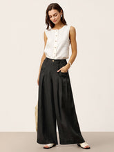 Load image into Gallery viewer, 100% Linen Sculpted Pleat Elasticated Back Relaxed Pants VERIDIANA
