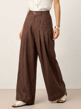 Load image into Gallery viewer, 100% Linen Sculpted Pleat Elasticated Back Relaxed Pants VERIDIANA