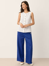 Load image into Gallery viewer, 100% Linen Shell Button Elasticated Back Wide-Leg Pants IONE