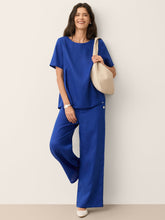 Load image into Gallery viewer, 100% Linen Shell Button Elasticated Back Wide-Leg Pants IONE