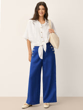 Load image into Gallery viewer, 100% Linen Shell Button Elasticated Back Wide-Leg Pants IONE