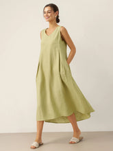 Load image into Gallery viewer, 100% Linen Sleeveless A-Line Maxi Dress TARA