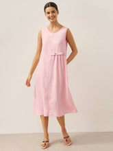 Load image into Gallery viewer, 100% Linen Sleeveless Accordion Pleat Midi Dress TINA