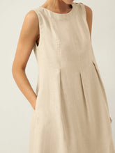 Load image into Gallery viewer, 100% Linen Sleeveless Shoulder Button Midi Dress FREYA