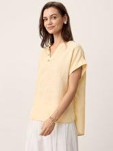Load image into Gallery viewer, 100% Linen Stand-Collar Curved-Hem Top CRESSA