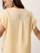 Load image into Gallery viewer, 100% Linen Stand-Collar Curved-Hem Top CRESSA