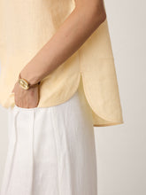 Load image into Gallery viewer, 100% Linen Stand-Collar Curved-Hem Top CRESSA