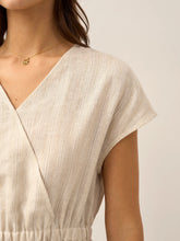 Load image into Gallery viewer, 100% Linen Striped Elastic-Waist Midi Dress ARIA