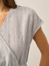 Load image into Gallery viewer, 100% Linen Striped Elastic-Waist Midi Dress ARIA