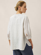 Load image into Gallery viewer, 100% Linen Striped Three-Quarter Sleeve Shirt SKYLAR