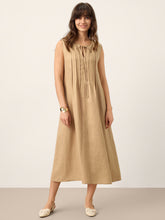 Load image into Gallery viewer, 100% Linen Sleeveless Tie-Neck Pintucked Maxi Dress MILLICENT