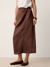 Load image into Gallery viewer, 100% Linen Twist-Waist Slit Skirt LIVANA