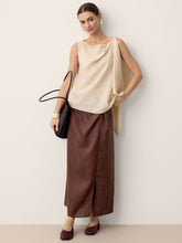 Load image into Gallery viewer, 100% Linen Twist-Waist Slit Skirt LIVANA