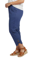 Load image into Gallery viewer, Women's Capris with Studded Hem Detail in Tri-Blend Denim and Twill with Angled side Pockets