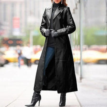 Load image into Gallery viewer, European and American women's leather coat long coat