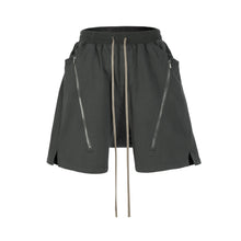 Load image into Gallery viewer, GREY ZIP DRAWSTRING CARGO SHORTS