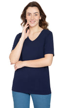 Load image into Gallery viewer, Women's Perfect Short-Sleeve V-Neck Tee Shirt - Cotton blend and Wrinkle Resistant