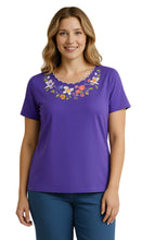 Load image into Gallery viewer, Women's Scalloped Neckline Embellished Tee
