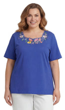 Load image into Gallery viewer, Women's Scalloped Neckline Embellished Tee