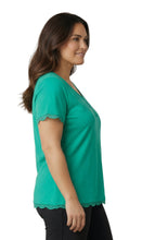 Load image into Gallery viewer, Women's V-neck Short Sleeve Tshirt with A Three Button Placket