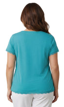 Load image into Gallery viewer, Women's V-neck Short Sleeve Tshirt with A Three Button Placket