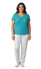 Load image into Gallery viewer, Women's V-neck Short Sleeve Tshirt with A Three Button Placket