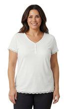 Load image into Gallery viewer, Women's V-neck Short Sleeve Tshirt with A Three Button Placket