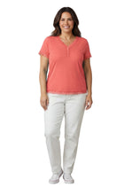 Load image into Gallery viewer, Women's V-neck Short Sleeve Tshirt with A Three Button Placket