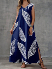 Load image into Gallery viewer, Printed V-Neck Sleeveless High-Waist Maxi Dress | 3 Colors