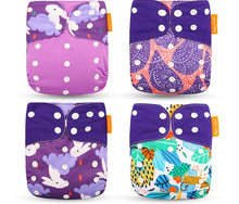 Load image into Gallery viewer, 4pcs/set Washable Eco-Friendly Cloth Diaper Cover Adjustable Nappy Cloth Diapers Cloth Nappy For Baby Boys and Grils Baby