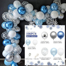 Load image into Gallery viewer, 106pcs Blue Snowflake Birthday Balloon Party Ice Snow Decoration Baby Balloon Winter Christmas New Year Balloons Wedding and Birthday Party