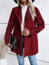 Load image into Gallery viewer, Women's Plaid Collared Neck Buttoned Long Sleeve Jacket – Classic & Lightweight Outerwear for Everyday Wear