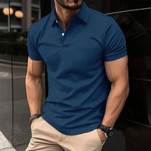 Load image into Gallery viewer, Summer Short Sleeve Polo Shirt Men Solid Color Button Lapel Button Top