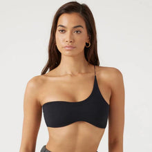 Load image into Gallery viewer, Women Single Shoulder Knot Swimsuit Short Top Swimwear One Shoulder Bikini Stripe Tie Knot Summer Vintage Black Swimsuits Bathing Top Beachwear Separates One Piece Tops