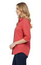 Load image into Gallery viewer, Womens Regular Fit 3/4 Sleeve Button Down Collared Camp Shirt