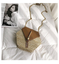 Load image into Gallery viewer, New Famous Mulit Style Straw+leather Handba For Women And Girls New Fashion Summer Bag Handmade Woven Beach Circle Shoulder Bag