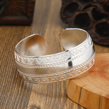 Load image into Gallery viewer, Big Elegant Luxury Amazing Classic Fashion Flower Metal Tibetan Indian Silver Vintage Retro Fashion Cuff Bracelet Bangle For Woman With Details of Animals