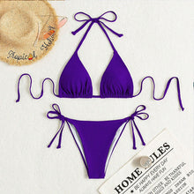 Load image into Gallery viewer, Swimwear Women Bandage Women Triangle Bathing Suits 2 Pieces Bikini Bowknot Swimsuit Bikini Set Swimwear Bikini Sets Bikinis Bathing Suit Push Up Swimsuit Summer Beachwear
