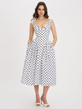 Load image into Gallery viewer, Rahma Polka Dot Drop Waist Midi Cotton Poplin Dress