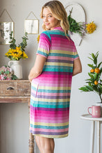 Load image into Gallery viewer, Colorful Full Size Striped Short Sleeve Mini Tee Dress Plus Size Casual Essential Summer Dress