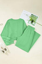 Load image into Gallery viewer, Solid Puff Sleeve Top and Drawstring Pants Set