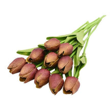 Load image into Gallery viewer, 10PCS PU Fake Tulips Real Touch beautiful and Eligant Flower Real Touch Bouquet For Wedding Decoration Flowers Home Garden Decor