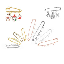 Load image into Gallery viewer, 10pcs/lot Safety Pins Brooch Blank Base Brooch Pins 50/80/90mm Pins 3/5 Rings Jewelry Pin for Jewelry Making Women's Brooch Pins Pullover Scarf Clips Stainless Steel Heavy Duty Safety Pin