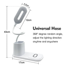 Load image into Gallery viewer, 10W QI Quick Wireless Charging LED Desk Lamp Flexible Touch Dimmable Eye Protect Reading Table Light Bedroom Office Table Lamp Decorative Table Lamp Cute Study Lamps for Bedroom Décor